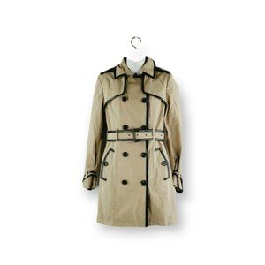 Victoria's Secret Womens Beige Long Sleeves Belted Collared Pea Coat Size 0